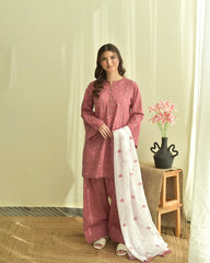 Pink Hearts 3pc Dress(Farshi Shalwar)